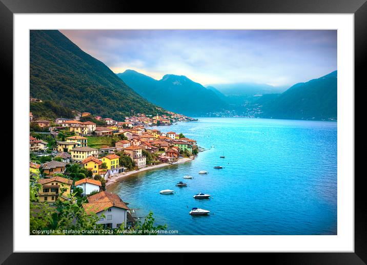 Lezzeno village, Lake Como Framed Mounted Print by Stefano Orazzini