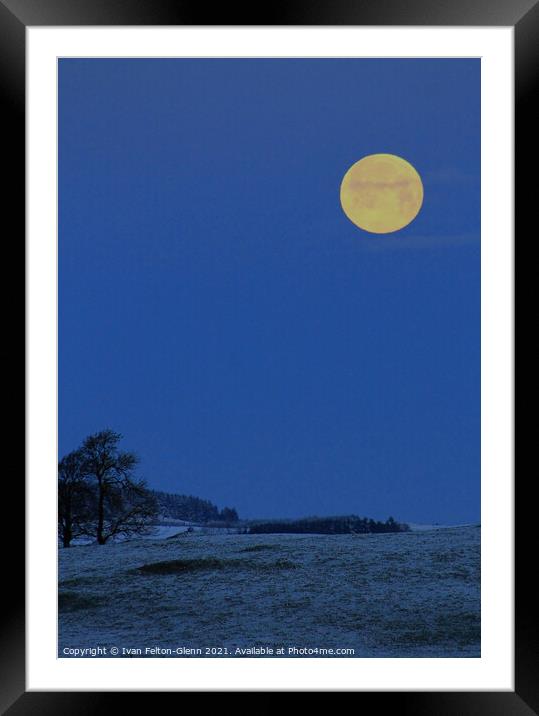 Snowy Moonlit landscape Scotland UK Framed Mounted Print by Ivan Felton-Glenn