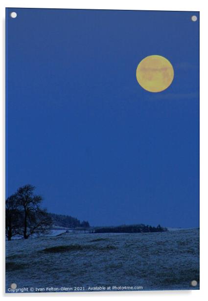 Snowy Moonlit landscape Scotland UK Acrylic by Ivan Felton-Glenn