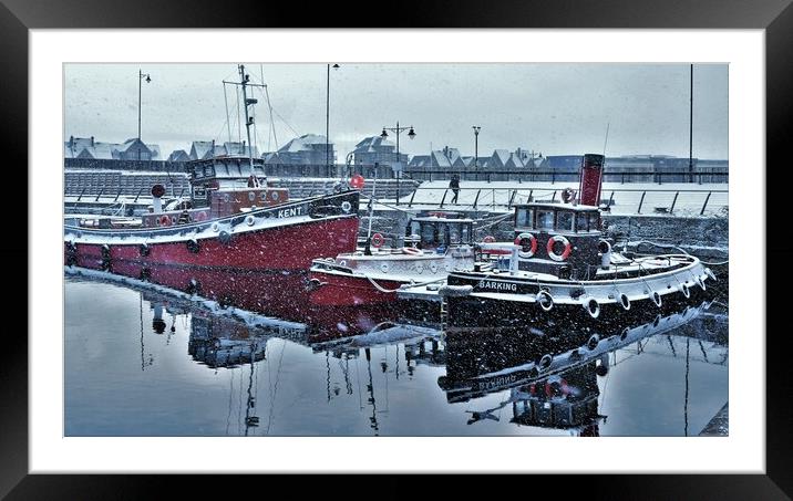 Snow storm on st mary's island Framed Mounted Print by stuart bingham