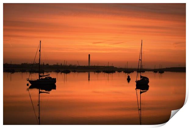 Sunrise over river medway kent Print by stuart bingham