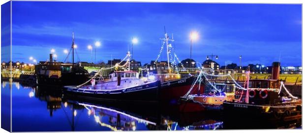 St Mary's Island barges at night Canvas Print by stuart bingham