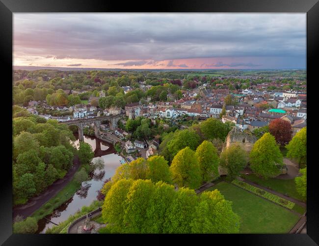 Aerial view of Knaresborough Framed Print by mike morley