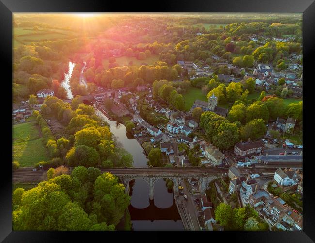 Aerial view of Knaresborough Framed Print by mike morley