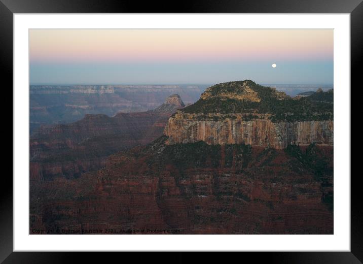 Grand Canyon Dawn with Moon Framed Mounted Print by Dietmar Rauscher