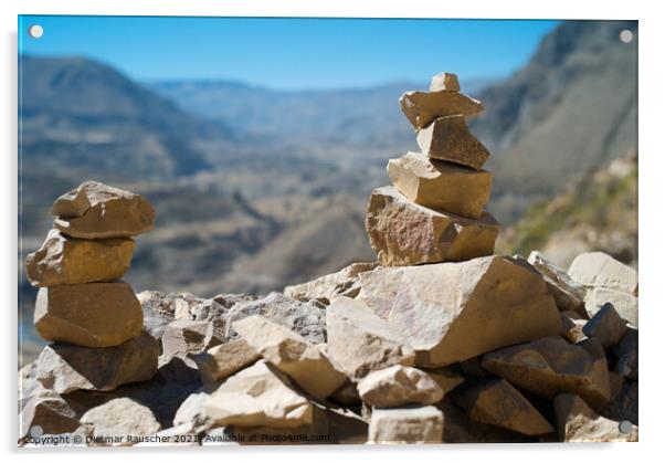 Piled up Stones in Colca Valley, Peru Acrylic by Dietmar Rauscher