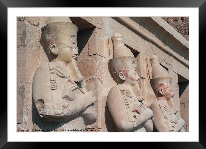 Osiris Statues in the Mortuary Temple of Hatshepsut Framed Mounted Print by Dietmar Rauscher