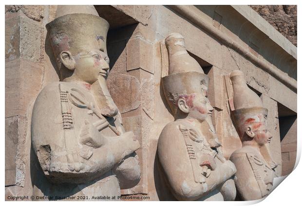 Osiris Statues in the Mortuary Temple of Hatshepsut Print by Dietmar Rauscher