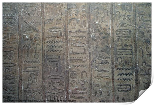 Egyptian Hieroglyph Wall Inscription Background Print by Dietmar Rauscher