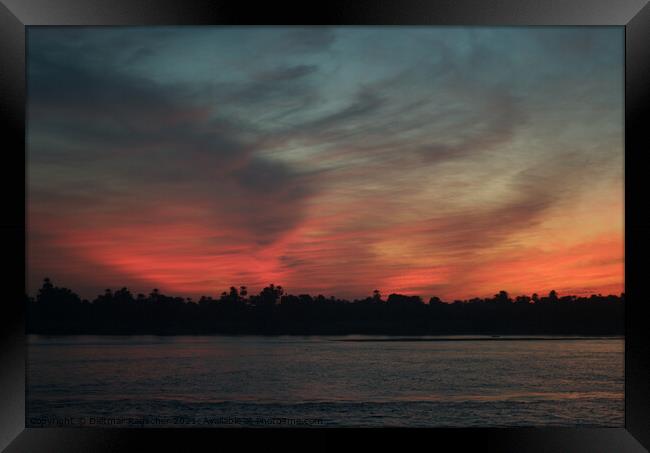 Evening Sky on the River Nile Framed Print by Dietmar Rauscher