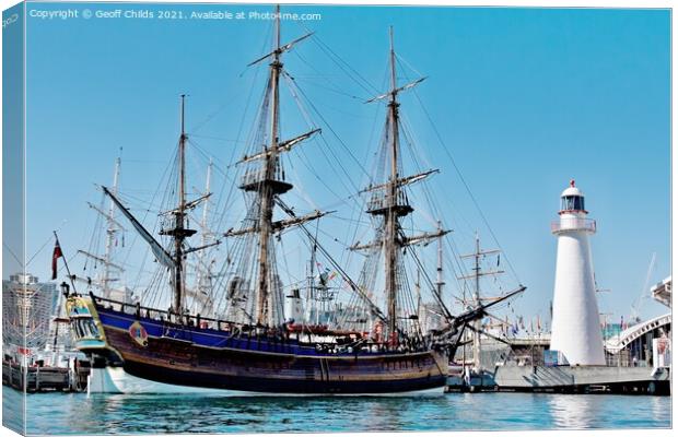 Tall Ship Endeavour, Navy Centenary. Canvas Print by Geoff Childs