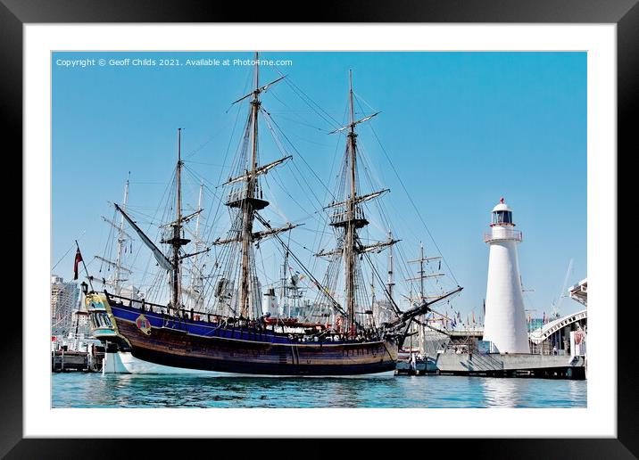 Tall Ship Endeavour, Navy Centenary. Framed Mounted Print by Geoff Childs