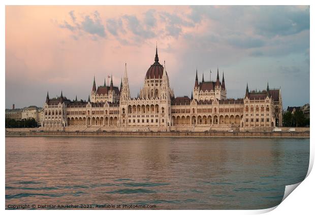 Hungarian Parliament Building in Budapest Print by Dietmar Rauscher
