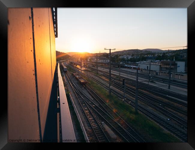Vienna Huetteldorf Train Station Sunset Framed Print by Dietmar Rauscher