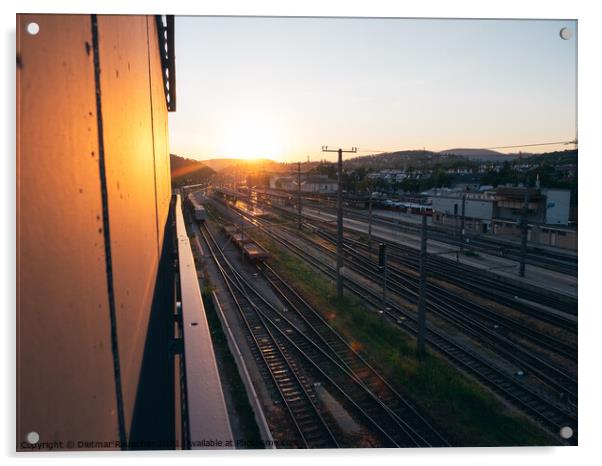Vienna Huetteldorf Train Station Sunset Acrylic by Dietmar Rauscher
