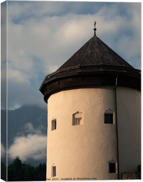 Goldegg Castle Detail of Round Tower in Pongau, Salzburg, Austri Canvas Print by Dietmar Rauscher
