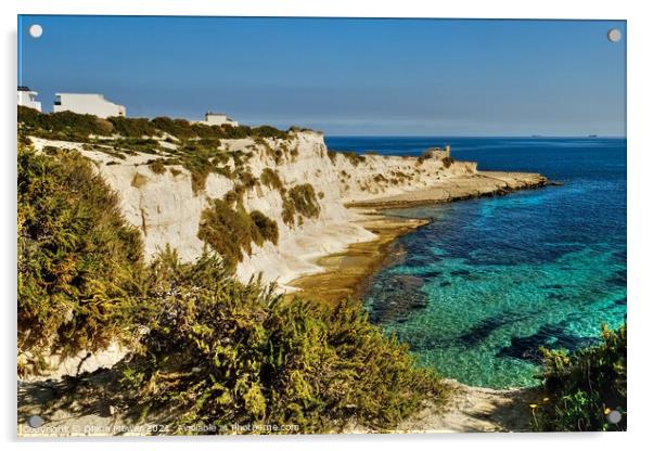  St Thomas Tower Marsascala coast Malta Acrylic by Diana Mower