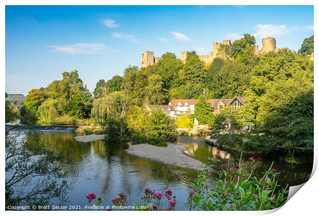 Ludlow Castle and River Teme Print by Brett Gasser
