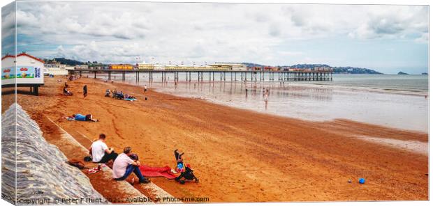 Paignton Beach And Pier  Canvas Print by Peter F Hunt