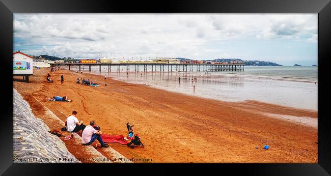 Paignton Beach And Pier  Framed Print by Peter F Hunt