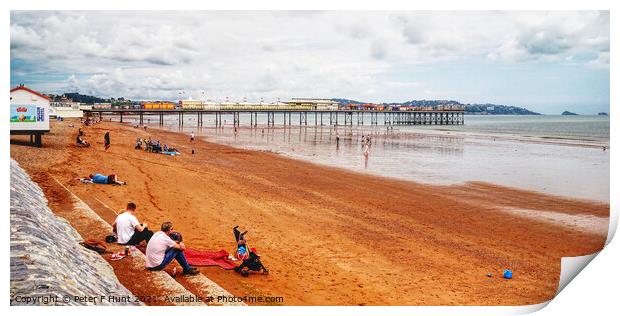 Paignton Beach And Pier  Print by Peter F Hunt