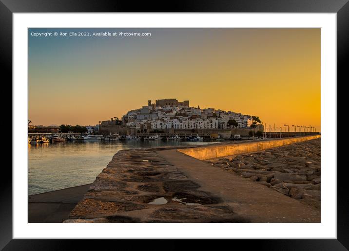 Serene Peniscola Sunrise Framed Mounted Print by Ron Ella