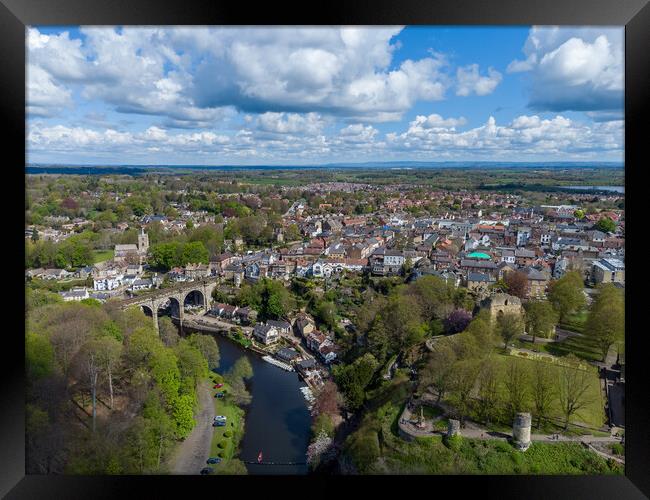 Aerial view of Knaresborough Framed Print by mike morley