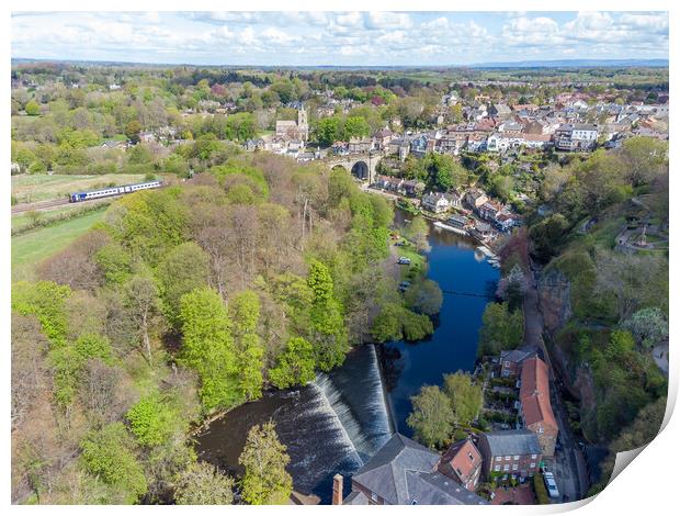 Aerial view of Knaresborough Print by mike morley