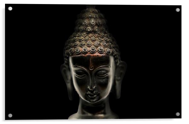 Buddha head black statue in a meditation state wit Acrylic by Arpan Bhatia