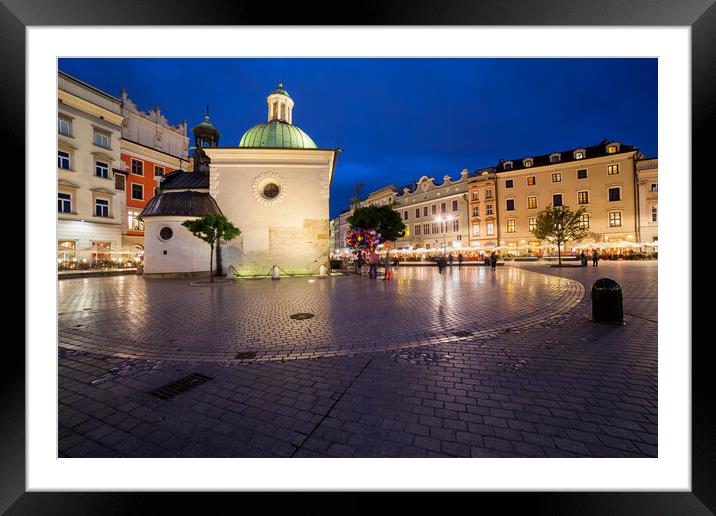 Krakow Old Town Main Square At Night Framed Mounted Print by Artur Bogacki