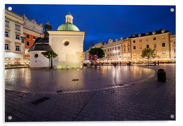 Krakow Old Town Main Square At Night Acrylic by Artur Bogacki