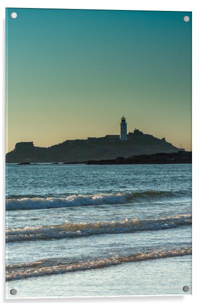 Godrevy Lighthouse waves Acrylic by Jonathon barnett