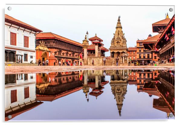 Glittering Reflections of Bhaktapur Durbar Square Acrylic by Jayaram Prajapati