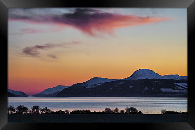 Winter Sunset Loch Ness Framed Print by Jacqi Elmslie