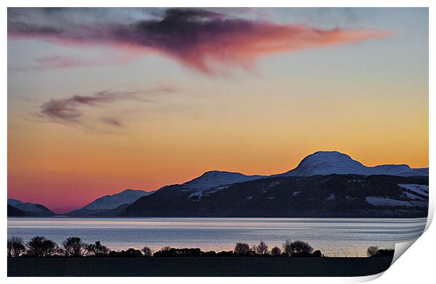 Winter Sunset Loch Ness Print by Jacqi Elmslie