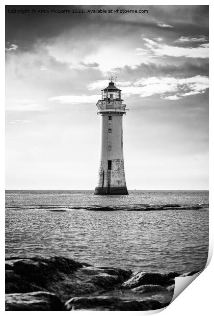 Perch Rock Lighthouse: A Majestic Sentinel Against Print by Andy McGarry
