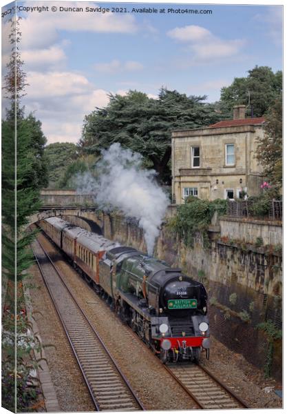 Steam Train heads through Sydney Gardens Bath Canvas Print by Duncan Savidge