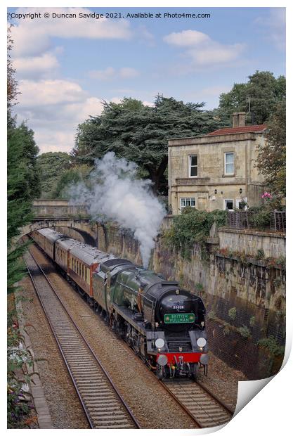 Steam Train heads through Sydney Gardens Bath Print by Duncan Savidge