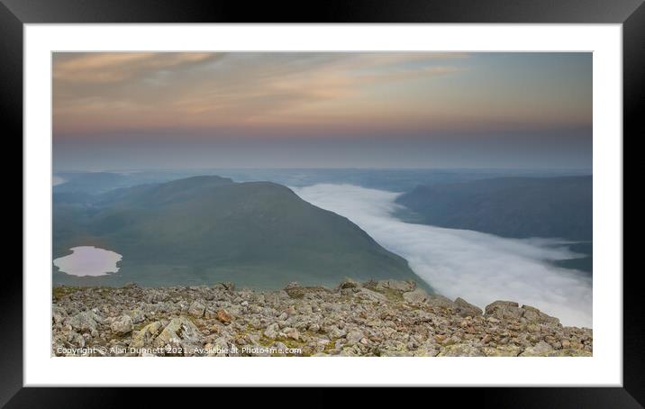 Wastwater mist from Scafell Framed Mounted Print by Alan Dunnett