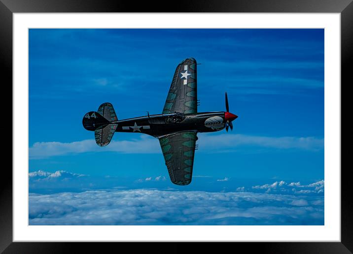 Curtis P40 Kittyhawk High Above The Clouds  Framed Mounted Print by Chris Lord