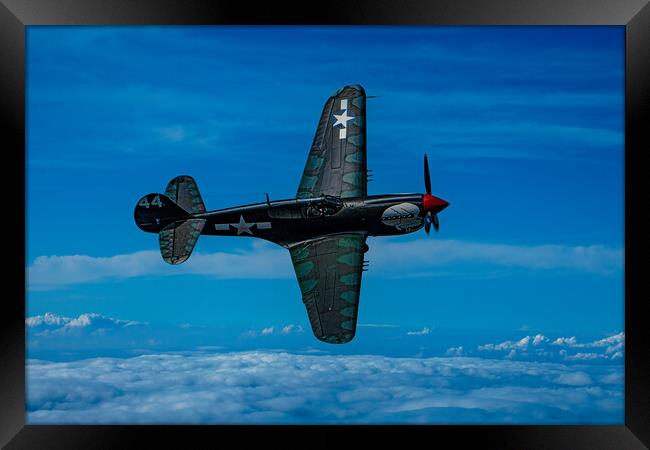 Curtis P40 Kittyhawk High Above The Clouds  Framed Print by Chris Lord
