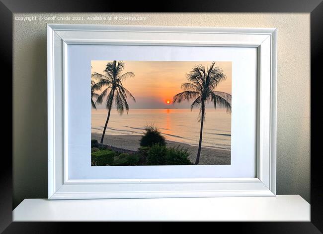 Photo of a framed wall art sunrise picture. Framed Print by Geoff Childs