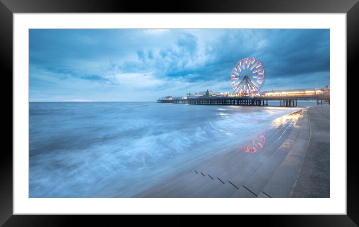 Blackpool Central Pier At High Tide Framed Mounted Print by Phil Durkin DPAGB BPE4