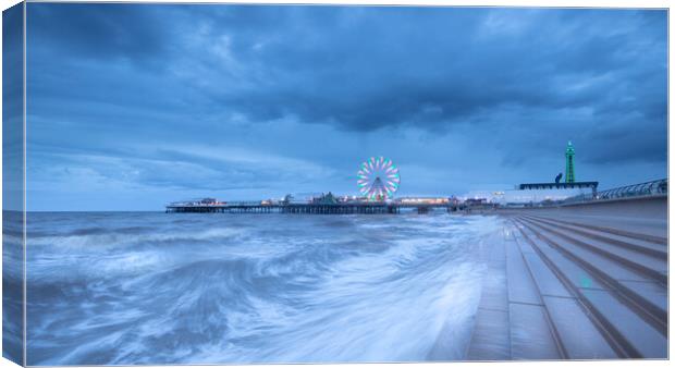 Blackpool Central Pier With Illuminated Tower Canvas Print by Phil Durkin DPAGB BPE4