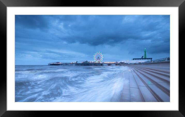 Blackpool Central Pier With Illuminated Tower Framed Mounted Print by Phil Durkin DPAGB BPE4