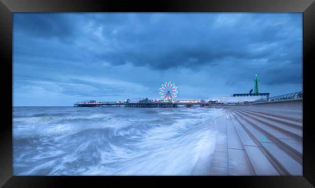Blackpool Central Pier With Illuminated Tower Framed Print by Phil Durkin DPAGB BPE4