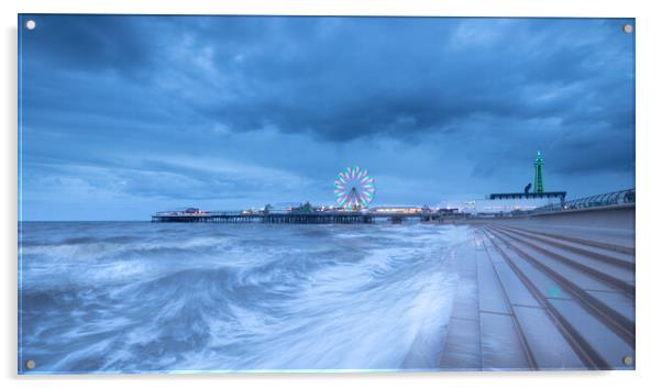 Blackpool Central Pier With Illuminated Tower Acrylic by Phil Durkin DPAGB BPE4