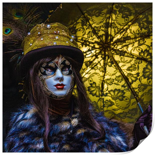 Masked Carnival Lady In Venice Print by Chris Lord