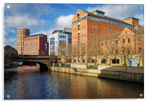 Victoria Bridge & River Aire, Leeds Acrylic by Darren Galpin