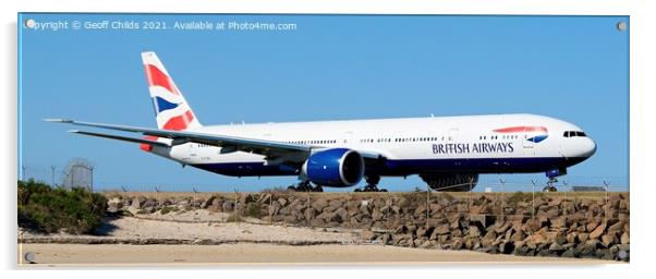 British Airways passenger jet aircraft taxiing. Acrylic by Geoff Childs